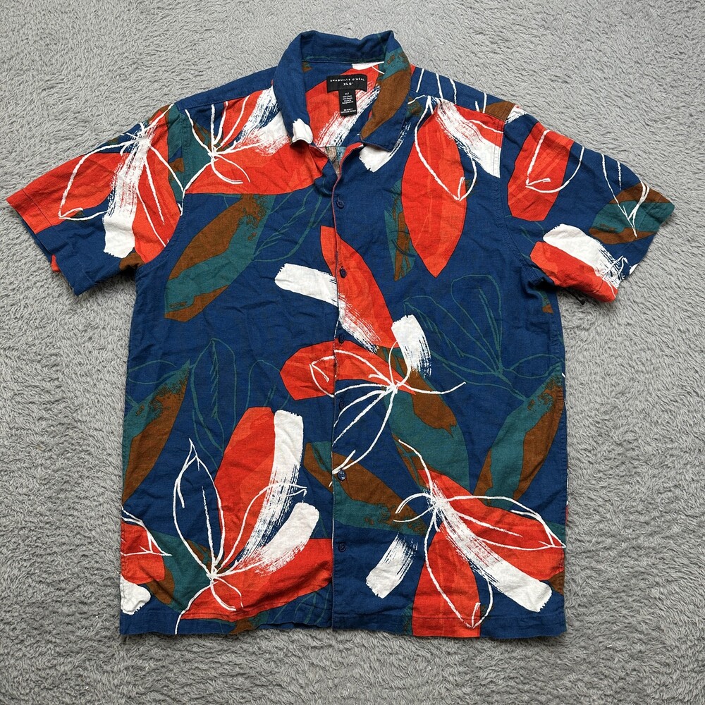 Shaquille O'Neal Hawaiian Shirt Mens XLT Aloha Floral Rayon Linen